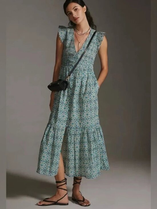 Anthropologie Dresses & Skirts - Anthropologie Peregrine Maxi Dress Teal Floral